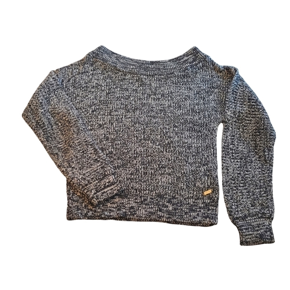 Guess Knit Boat Neck Sweater, Black and White, Tag Small Fits XS